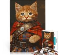 Puzzle da 1000 pezzi per adulti Gatto in kilt Aiuta il cervello ad allenare i giocattoli che creano dipendenza per coltivare la pazienza Regalo divertente 52x38cm