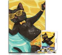Puzzle da 1000 pezzi per adulti Gatto in piscina Gioco di precisione esatto per trascorrere un piacevole tempo libero Dimensioni giocattolo 38x26cm