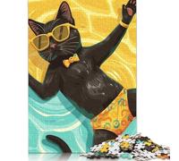 Puzzle da 1000 pezzi per adulti, gatto in piscina, puzzle, giocattoli di decompressione, puzzle per la casa, gioco di puzzle, regali interessanti, 1000 pezzi (75x50 cm)