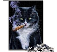 Puzzle da 1000 pezzi per adulti, gatto in smoking con sigaro, giocattoli da gioco, ogni pezzo è unico, gioco divertente e stimolante per tutta la famiglia, dai 14 anni in su dimensioni 26x38cm