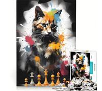 Puzzle da 1000 pezzi per adulti, Gatto Maestro degli Scacchi, Gioco educativo, Analisi e Logica, Gioco di sfida unico 38x26cm