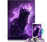 Puzzle da 1000 pezzi per adulti Gatto magico con farfalla Vacanza a casa: uccidere il tempo Gioco educativo per compleanno e Natale 52x38cm