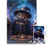 Puzzle da 1000 pezzi per adulti Gatto mago che lancia magia Goditi un dolce relax e un gioco di svago stabile e preciso Dimensioni del giocattolo 38x26cm