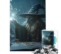 Puzzle da 1000 pezzi per adulti Gatto mago che lancia un incantesimo Gioco intellettuale ed educativo per tutta la famiglia Ottima idea regalo (Dimensioni 50x75cm)