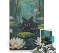 Puzzle da 1000 pezzi per adulti, gatto nascosto sott'acqua, gioco impossibile, interazione genitore-figlio, per compleanno, Natale 38x26cm