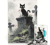 Puzzle da 1000 pezzi per adulti, gatto nel cimitero, gioco impossibile, interazione genitore-figlio, per compleanno, Natale 50x75cm