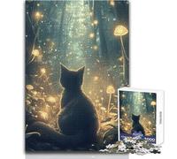 Puzzle da 1000 pezzi per adulti Gatto nella foresta incantata Gioco di precisione esatto per trascorrere un piacevole tempo libero Dimensioni giocattolo 38x52cm