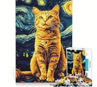 Puzzle da 1000 pezzi per adulti, Gatto nella notte stellata, Gioco impossibile, Per passare il tempo durante le vacanze, Regalo di compleanno, Regalo di viaggio 50x75cm