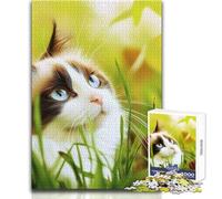 Puzzle da 1000 pezzi per adulti Gatto nell'erba Rilassante Tempo libero Preciso Interblocco Precisione Giocattolo Dimensioni 38x52cm