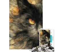 Puzzle da 1000 pezzi per adulti gatto nero astratto con occhio dorato gioco di puzzle per adulti decorazione da parete corsa a velocità manuale compleanno e Natale (50x75cm)