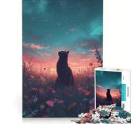 Puzzle da 1000 pezzi per adulti: gatto nero che guarda il cielo stellato, gioco rompicapo, assemblaggio di figure, per rafforzare l'amore tra le coppie 38x26cm