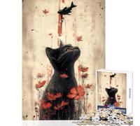 Puzzle da 1000 pezzi per adulti gatto nero che osserva i pesci giocattoli fai da te fantastici regali e giocattoli giochi rilassanti per migliorare l'amore tra coppie dimensioni 38x52cm