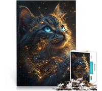 Puzzle da 1000 pezzi per adulti Gatto nero con gli occhi azzurri Gioco intellettuale giocattolo è ideale come regalo per tutta la famiglia 52x38cm