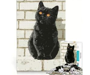 Puzzle da 1000 pezzi per adulti: Gatto nero con occhi d'ambra, giocattolo fai-da-te, interazione genitore-figlio, collezione d'artista, belle arti 38x26cm