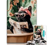 Puzzle da 1000 pezzi per adulti Gatto nero in bagno 1000 pezzi per adolescenti rafforza l'amore tra coppie dai 14 anni in su 75x50cm