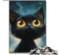Puzzle da 1000 pezzi per adulti "Gatto nero in città" Puzzle per adulti che sviluppano la coordinazione occhio-mano, perfetti come regali di compleanno (dimensioni 50x75cm)