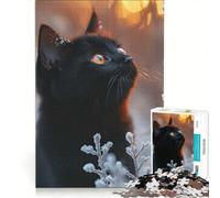 Puzzle da 1000 pezzi per adulti, gatto nero in inverno, decorazione da parete, difficile, compleanno e Natale 50x75cm
