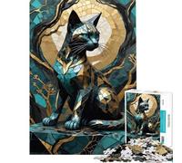 Puzzle da 1000 pezzi per adulti gatto nero Kintsugi stimola l'esercizio mentale decorazione perfetta gioco rompicapo adatto a partire dai 14 anni (38x26cm)