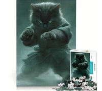 Puzzle da 1000 pezzi per adulti, Gatto Nero Ninja, gioco educativo, corsa di velocità manuale, ideale come regalo per tutta la famiglia 38x26cm