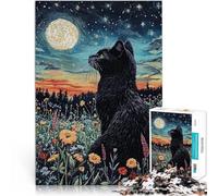 Puzzle da 1000 pezzi per adulti Gatto nero sotto la notte stellata Fatto di cartone Adatto a partire dai 14 anni Giochi educativi fai da te perché è ideale come regalo per tutta la famiglia
