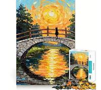 Puzzle da 1000 pezzi per adulti Gatto nero su ponte di pietra,gioco di logica e pensiero creativo,ideale per il tempo libero,con soggetto natalizio 50x75cm