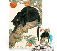 Puzzle da 1000 pezzi per adulti Gatto nero su un albero Giocattoli educativi per l'apprendimento Giochi per famiglie Opera d'arte 38x26cm