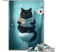 Puzzle da 1000 pezzi per adulti Gatto nero sul water Puzzle per adulti da 1000 pezzi Rompicapo impegnativo per adolescenti, divertimento per famiglie, regalo fai da te per la casa (dimensioni 26x38cm)