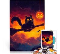 Puzzle da 1000 pezzi per adulti Gatto nero sulla scopa per il giocattolo di sfida del gioco educativo Giocattoli per la decorazione della casa 38x26cm