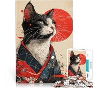 Puzzle da 1000 pezzi per adulti Gatto ninja moderno Difficile da completare ma divertente e umoristico con poster abbinato e foglio di quiz 75x50cm