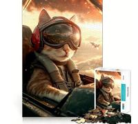 Puzzle da 1000 pezzi per adulti,gatto pilota in cabina di pilotaggio,gioco di abilità mentale,gioco di tranquillità,decorazione natalizia (38x52cm)