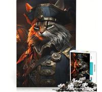 Puzzle da 1000 pezzi per adulti, Gatto pirata in uniforme, Gioco impossibile, Per passare il tempo durante le vacanze, Regalo di compleanno, Regalo di viaggio 50x75cm