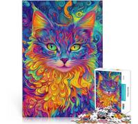 Puzzle da 1000 pezzi per adulti Gatto psichedelico astratto Fatto di legno per età pari o superiore a 14 anni gioco di sfida unico Giochi per famiglie, regali di Natale e compleanno