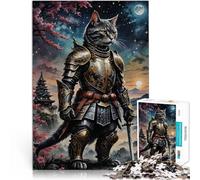 Puzzle da 1000 pezzi per adulti Gatto Samurai Giappone Giocattoli educativi per l'apprendimento Giochi per famiglie Idee regalo 38x26cm