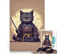 Puzzle da 1000 pezzi per adulti,gatto samurai,Giappone,taglio preciso,divertente rompicapo,regalo per il tempo libero,decorazione natalizia (38x52cm)