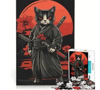 Puzzle da 1000 pezzi per adulti, gatto samurai giapponese, gioco educativo, decorazione per la casa, collezione d'artista, belle arti 50x75cm