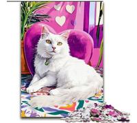 Puzzle da 1000 pezzi per adulti Gatto sdraiato sul divano, analisi e logica con pezzi completamente interconnessi di forma casuale per bambini dai 14 anni in su 26x38cm
