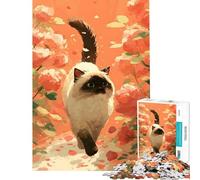 Puzzle da 1000 pezzi per adulti gatto siamese in un roseto Aiuta ad allenare il cervello e a migliorare la memoria Gioco educativo per maggiori di 14 anni (50x75cm)