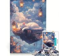 Puzzle da 1000 pezzi per adulti, gatto soffice che dorme sui libri, gioco impossibile, divertente attività da fare in casa, adatto come decorazione da scrivania 38x52cm