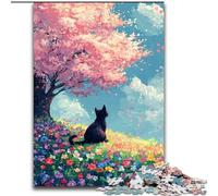Puzzle da 1000 pezzi per adulti Gatto sotto i ciliegi in fiore,per bambini dai 14 anni in su Ogni pezzo è unico - Gioco divertente e stimolante per tutta la famiglia Ottima idea regalo (50x75cm)