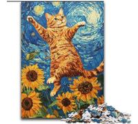 Puzzle da 1000 pezzi per adulti Gatto sotto il cielo notturno, giocattoli per l'intrattenimento della famiglia, ideali come regali per tutta la famiglia per 14+ anni (dimensioni 26x38cm)