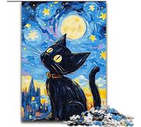 Puzzle da 1000 pezzi per adulti "Gatto sotto il cielo notturno" Puzzle per adulti da 1000 pezzi Ideale come regalo di compleanno o per le feste, giocattolo da gioco per feste (dimensioni 50x75cm)