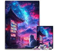 Puzzle da 1000 pezzi per adulti Gatto sotto il Monte Fuji Puzzle in cartone Gioco interattivo per famiglie, rompicapo regalo, giocattolo educativo 26X38cm