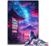 Puzzle da 1000 pezzi per adulti Gatto sotto il monte Fuji Sfida di intelligenza cerebrale Giocattoli avvincenti Regalo divertente per età 14+ 50x75cm