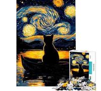 Puzzle da 1000 pezzi per adulti "Gatto sotto la notte stellata" gioco divertente di analisi e logica difficile e stimolante (dimensioni 38x26cm)