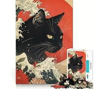Puzzle da 1000 pezzi per adulti,gatto,stile Ukiyo-e,taglio senza soluzione di continuità,gioco di risoluzione di problemi,gioco casual,scena natalizia (38x52cm)