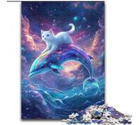Puzzle da 1000 pezzi per adulti "Gatto su un delfino" Puzzle da 1000 pezzi per adulti, sfida difficile impossibile, giocattolo per adolescenti (dimensioni 50x75cm)