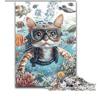 Puzzle da 1000 pezzi per adulti, Gatto subacqueo, Puzzle da 1000 pezzi per adulti, Interazione familiare e sfida mentale, Sfida di attività per famiglie, 50x75cm