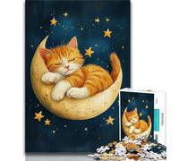 Puzzle da 1000 pezzi per adulti Gatto sulla luna, aiuta il cervello a esercitare i giocattoli avvincenti per coltivare la pazienza Collezione di artisti, belle arti 50x75cm