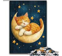 Puzzle da 1000 pezzi per adulti Gatto sulla Luna, analisi e logica con pezzi completamente interconnessi di forma casuale per bambini dai 14 anni in su 26x38cm