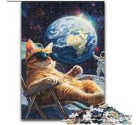 Puzzle da 1000 pezzi per adulti "Gatto sulla Luna", puzzle da 1000 pezzi, decorazione da parete per la casa e gioco per famiglie, regalo (dimensioni 50x75cm)